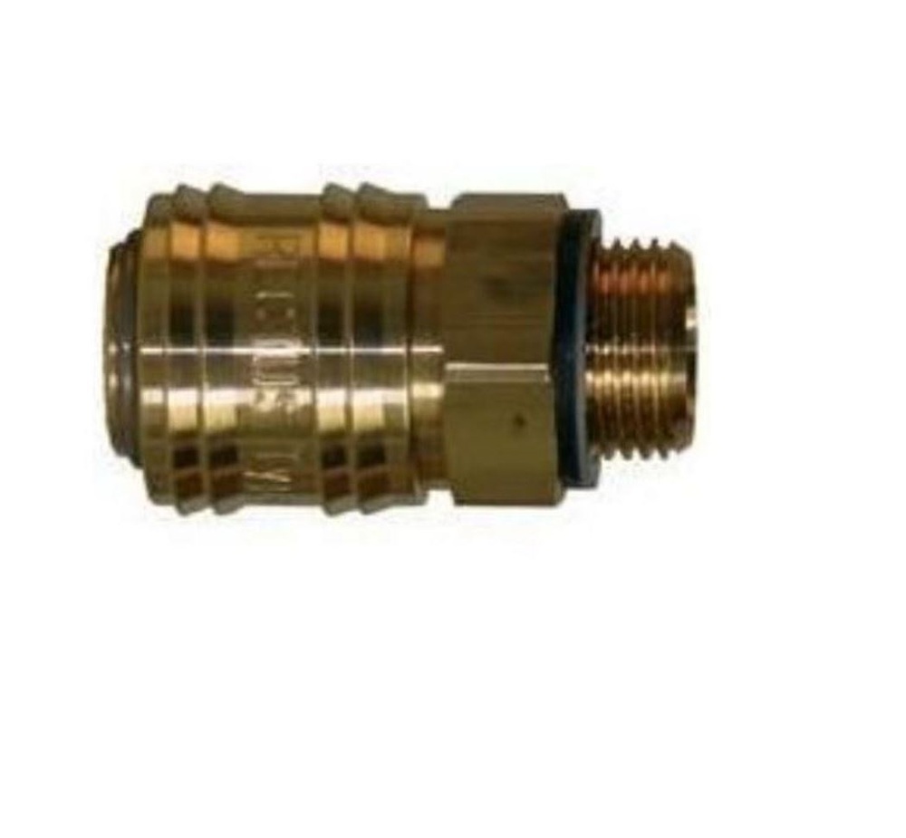 25KAAN13BPX6 RECTUS BRASS COUPLER<BR>1/4" NPT MALE SGL SHUT-OFF SOCKET (BLUE)